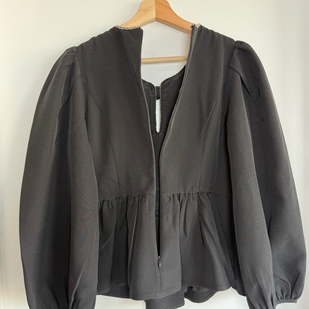 Tuckernuck Hyacinth House Blair Black Rhinestone Bow Long‎ Sleeve Blouse Small - Picture 11 of 11